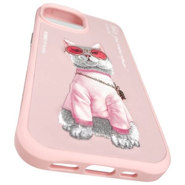 Nimmy etui iPhone 15 6.1" różowy/pink     Glasses Cool Cat