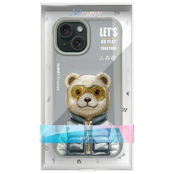 Nimmy etui iPhone 15 6.1" szary/gray      Cool&Cute 2.0 Bear