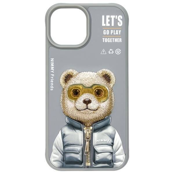 Nimmy etui iPhone 15 6.1" szary/gray      Cool&Cute 2.0 Bear