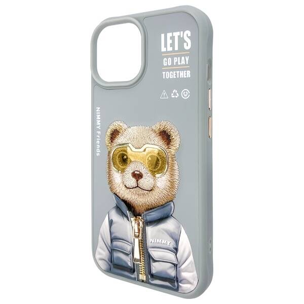 Nimmy etui iPhone 15 6.1" szary/gray      Cool&Cute 2.0 Bear