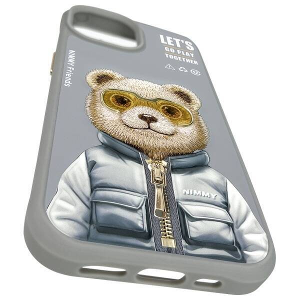 Nimmy etui iPhone 15 6.1" szary/gray      Cool&Cute 2.0 Bear