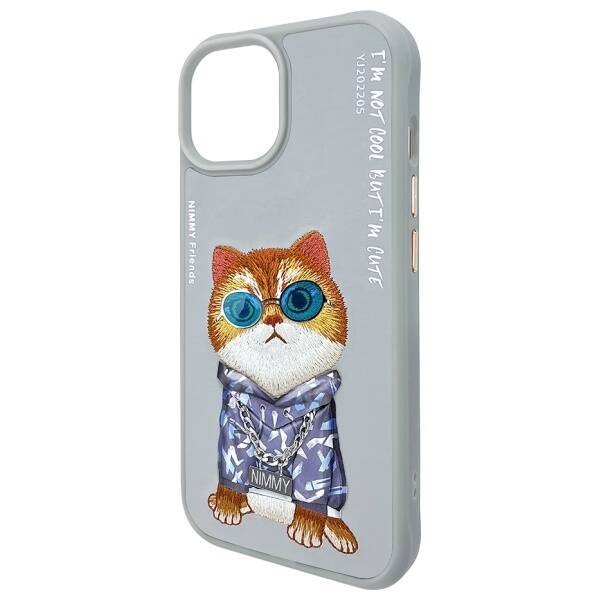 Nimmy etui iPhone 15 6.1" szary/gray      Glasses Cool Cat