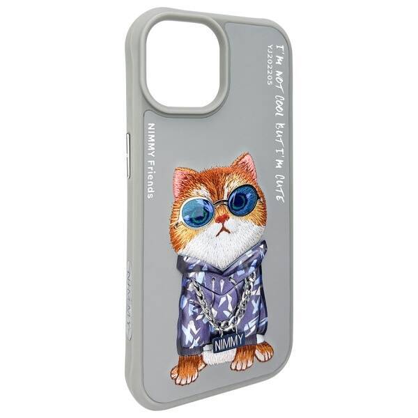 Nimmy etui iPhone 15 6.1" szary/gray      Glasses Cool Cat