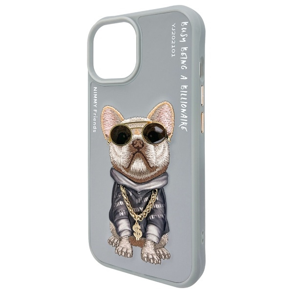 Nimmy etui iPhone 15 6.1" szary/gray      Glasses Cool Dog