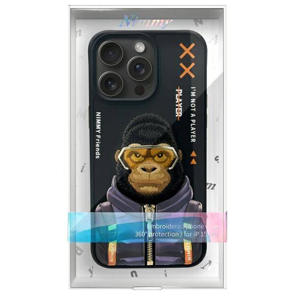 Nimmy etui iPhone 15 Pro 6.1"             czarny/black Cool&Cute 2.0 Monkey