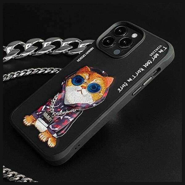 Nimmy etui iPhone 15 Pro 6.1"             czarny/black Glasses Cool Cat