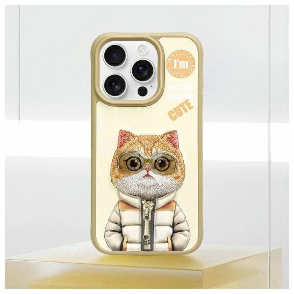 Nimmy etui iPhone 15 Pro 6.1" khaki  Cool&Cute 2.0 Cat