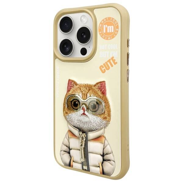 Nimmy etui iPhone 15 Pro 6.1" khaki  Cool&Cute 2.0 Cat