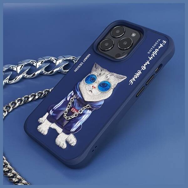 Nimmy etui iPhone 15 Pro 6.1"             niebieski/blue Glasses Cool Cat