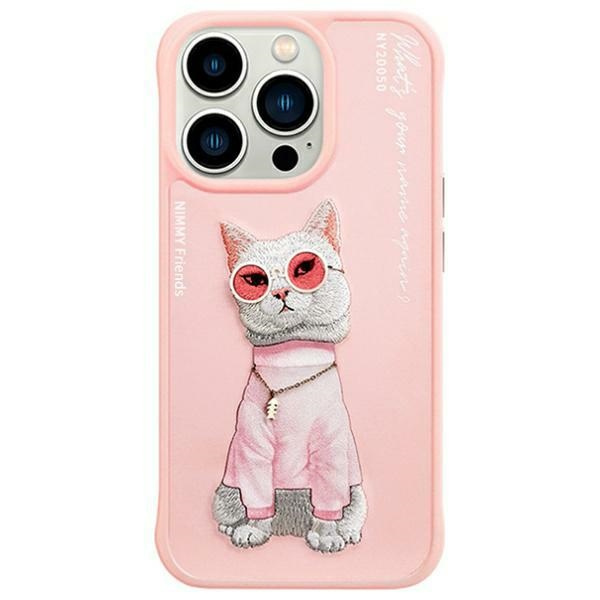 Nimmy etui iPhone 15 Pro 6.1"             różowy/pink Glasses Cool Cat