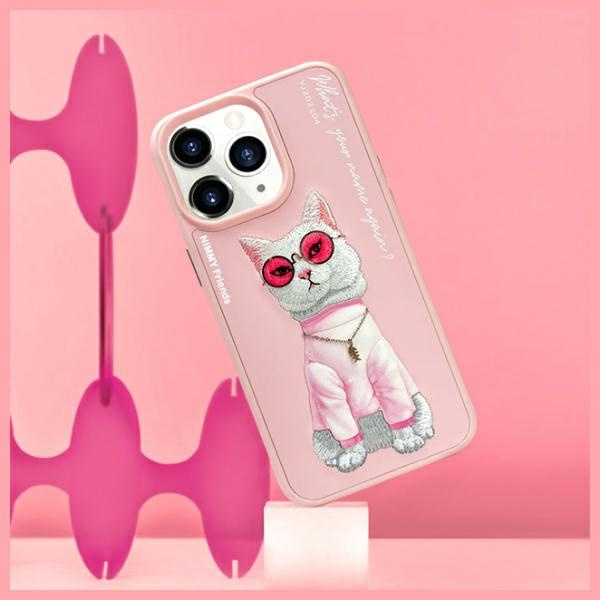 Nimmy etui iPhone 15 Pro 6.1"             różowy/pink Glasses Cool Cat