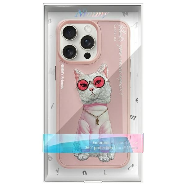 Nimmy etui iPhone 15 Pro 6.1"             różowy/pink Glasses Cool Cat