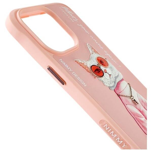 Nimmy etui iPhone 15 Pro 6.1"             różowy/pink Glasses Cool Cat