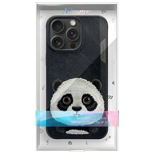 Nimmy etui iPhone 15 Pro Max 6.7"         czarny/black Big Eyed Pet 2.0 Panda