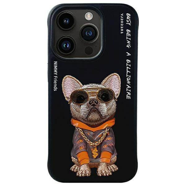 Nimmy etui iPhone 15 Pro Max 6.7"         czarny/black Glasses Cool Dog