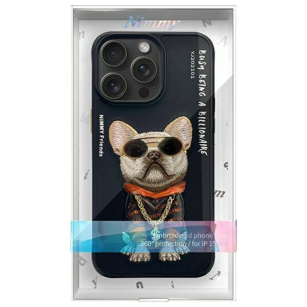 Nimmy etui iPhone 15 Pro Max 6.7"         czarny/black Glasses Cool Dog