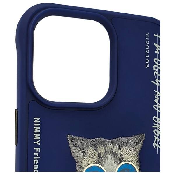 Nimmy etui iPhone 15 Pro Max 6.7"         niebieski/blue Glasses Cool Cat