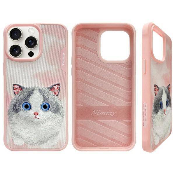 Nimmy etui iPhone 15 Pro Max 6.7          różowy/pink Big Eyed Pet 2.0 Cat