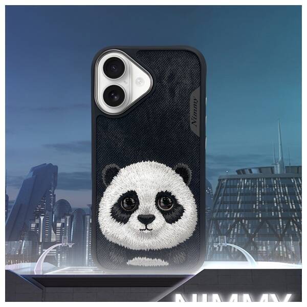 Nimmy etui iPhone 16 6.1" czarny/black    Big Eyed Pet 2.0 Panda