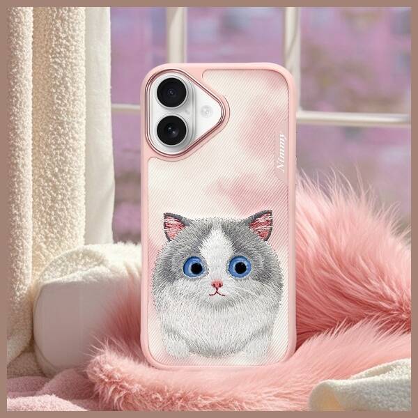 Nimmy etui iPhone 16 6.1 różowy/pink Big  Eyed Pet 2.0 Cat