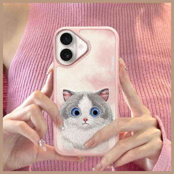 Nimmy etui iPhone 16 6.1 różowy/pink Big  Eyed Pet 2.0 Cat