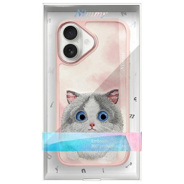 Nimmy etui iPhone 16 6.1 różowy/pink Big  Eyed Pet 2.0 Cat