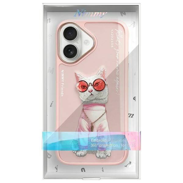 Nimmy etui iPhone 16 6.1" różowy/pink     Glasses Cool Cat