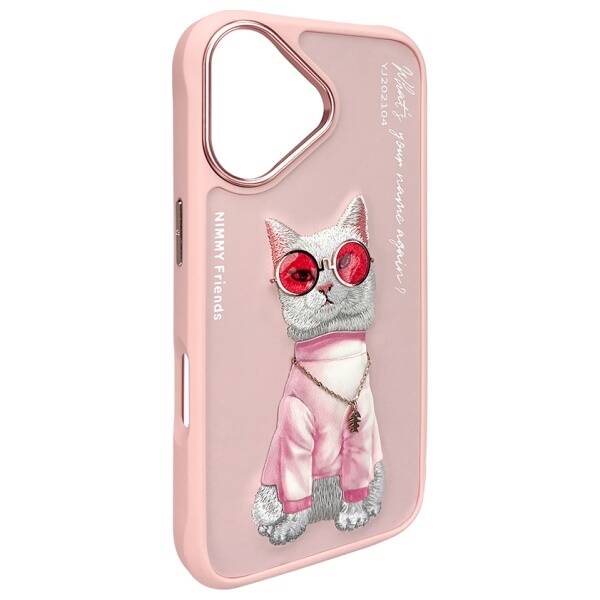 Nimmy etui iPhone 16 6.1" różowy/pink     Glasses Cool Cat