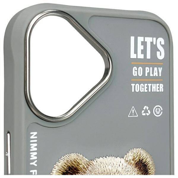 Nimmy etui iPhone 16 6.1" szary/gray      Cool&Cute 2.0 Bear