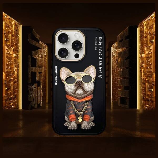 Nimmy etui iPhone 16 Pro 6.3"             czarny/black Glasses Cool Dog