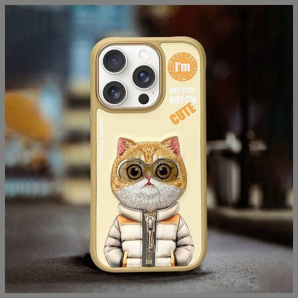 Nimmy etui iPhone 16 Pro 6.3" khaki       Cool&Cute 2.0 Cat