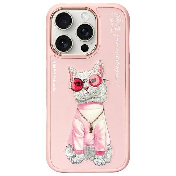 Nimmy etui iPhone 16 Pro 6.3"             różowy/pink Glasses Cool Cat