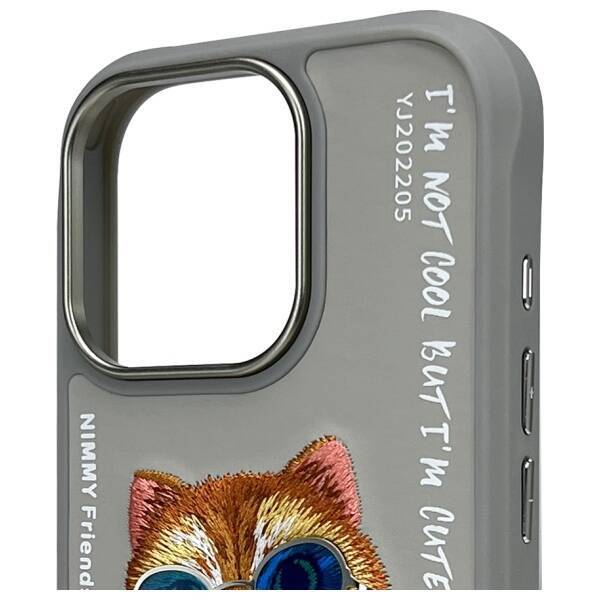 Nimmy etui iPhone 16 Pro 6.3" szary/gray  Glasses Cool Cat