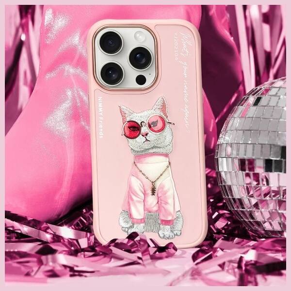 Nimmy etui iPhone 16 Pro Max 6.9"         różowy/pink Glasses Cool Cat