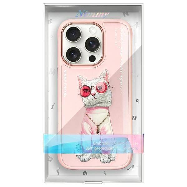 Nimmy etui iPhone 16 Pro Max 6.9"         różowy/pink Glasses Cool Cat