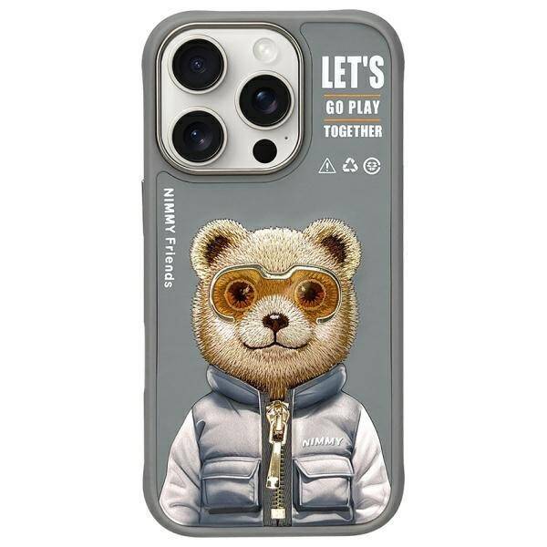 Nimmy etui iPhone 16 Pro Max 6.9"         szary/gray Cool&Cute 2.0 Bear