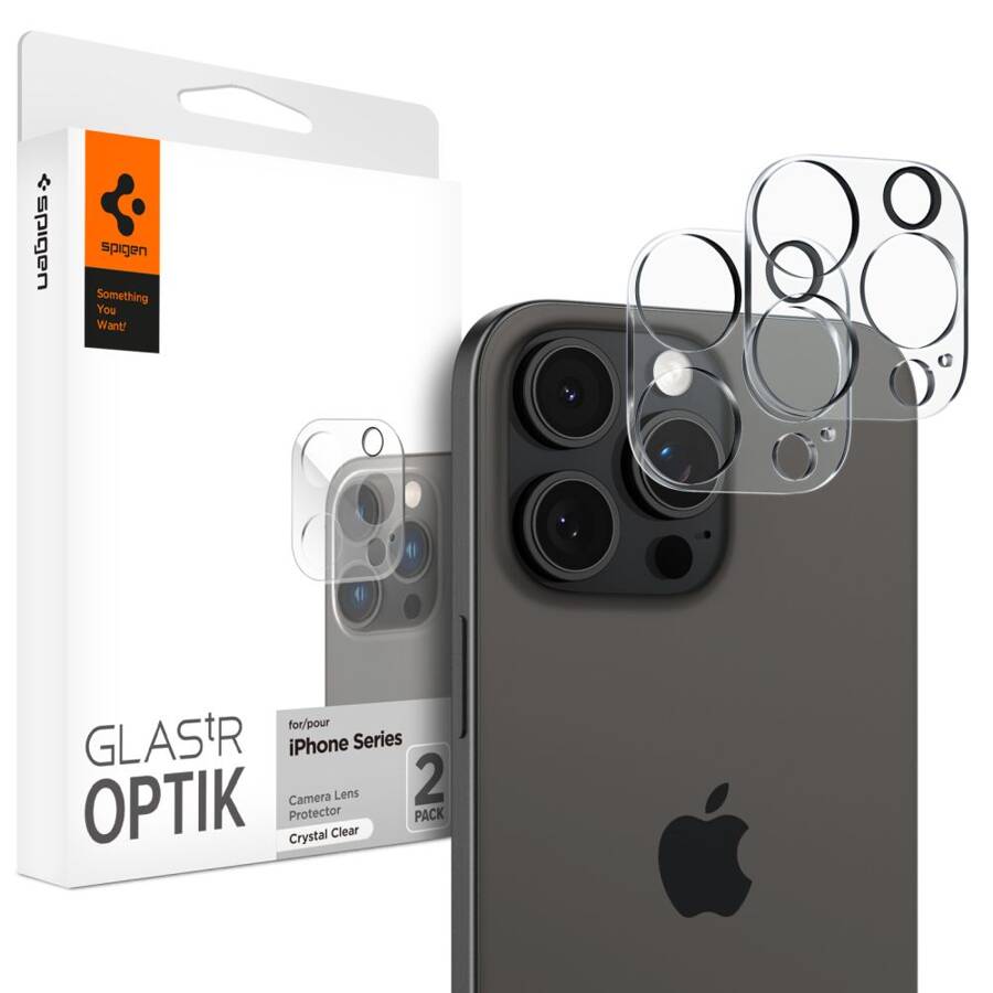 OSŁONA APARATU SPIGEN OPTIK.TR CAMERA PROTECTOR 2-PACK IPHONE 14 PRO / PRO MAX / 15 PRO / PRO MAX / 16 PRO / PRO MAX CRYSTAL CLEAR