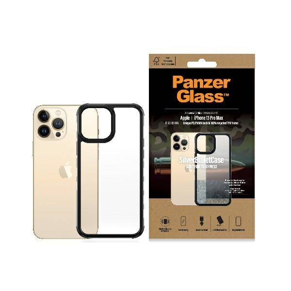 PANZERGLASS CLEAR CASE IPHONE 13 PRO MAX ANTIBACTERIAL  MILITARY GRADE SILVERBULLET BLACK