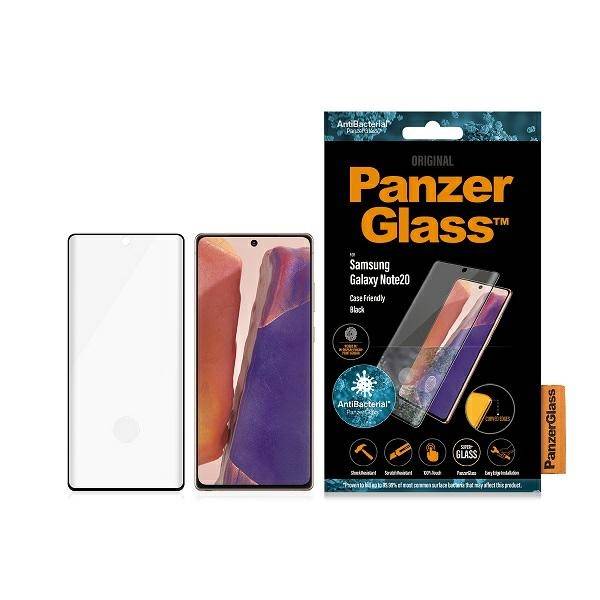 PANZERGLASS TEMPERED GLASS CURVED SUPER + SAMSUNG NOTE 20 CASE FRIENDLY ANTIBACTERIAL BLACK DAMAGED PACKAKING