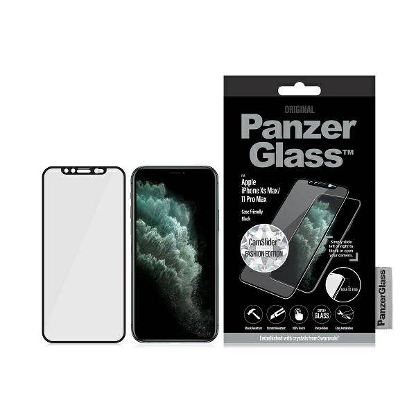 PANZERGLASS TEMPERED GLASS E2E SUPER + IPHONE XS MAX/11 PRO CF CAMSLIDER SWAROVSKY BLACK