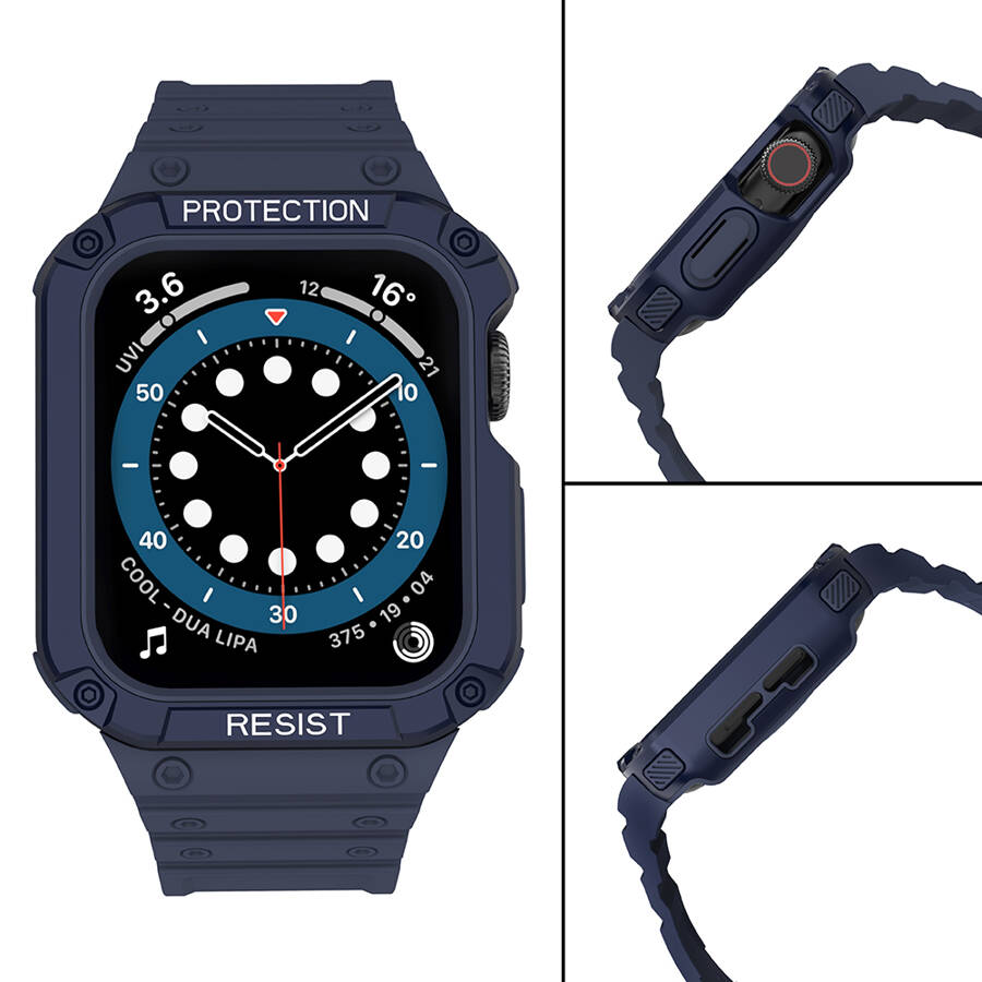 PROTECT STRAP BAND BAND WITH CASE FOR APPLE WATCH 7 / SE (41/40 / 38MM) CASE ARMORED WATCH COVER BLUE