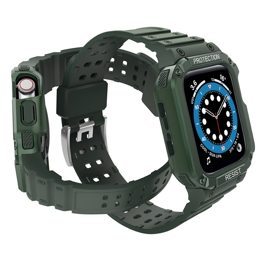 PROTECT STRAP BAND BAND WITH CASE FOR APPLE WATCH 7 / SE (41/40 / 38MM) CASE ARMORED WATCH COVER GREEN
