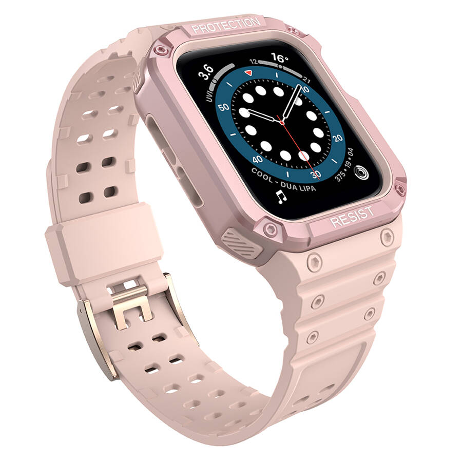 PROTECT STRAP BAND BAND WITH CASE FOR APPLE WATCH 7 / SE (41/40 / 38MM) CASE ARMORED WATCH COVER PINK