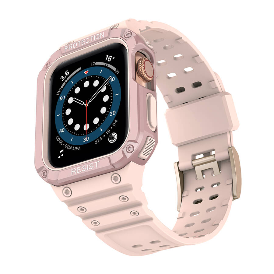 PROTECT STRAP BAND BAND WITH CASE FOR APPLE WATCH 7 / SE (41/40 / 38MM) CASE ARMORED WATCH COVER PINK