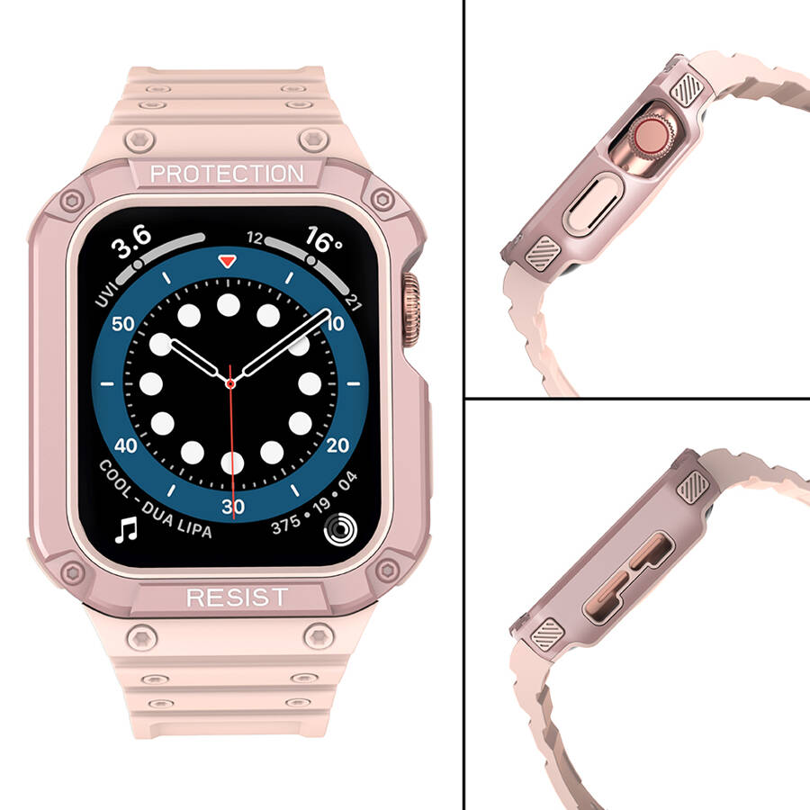 PROTECT STRAP BAND BAND WITH CASE FOR APPLE WATCH 7 / SE (41/40 / 38MM) CASE ARMORED WATCH COVER PINK