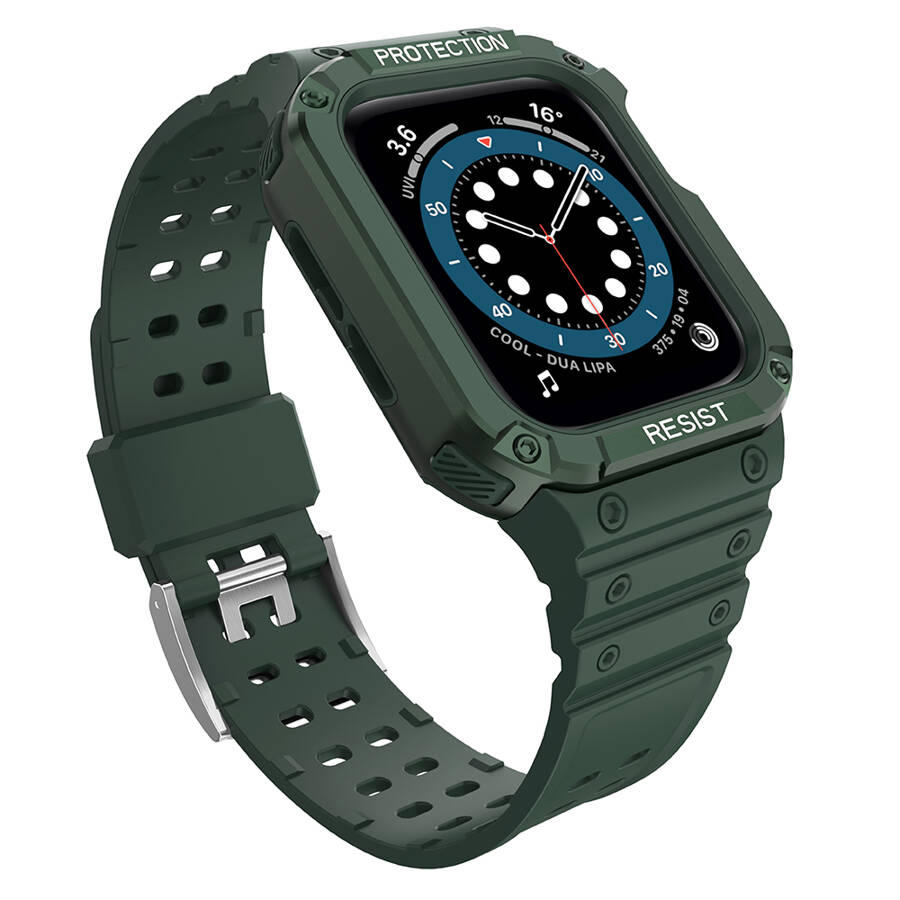 PROTECT STRAP BAND BAND WITH CASE FOR APPLE WATCH 7 / SE (45/44 / 42MM) CASE ARMORED WATCH COVER GREEN