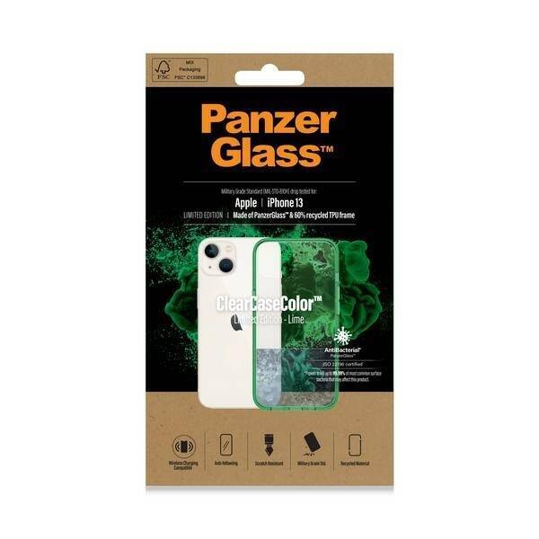 PanzerGlass ClearCase iPhone 13 / 14 / 15 6,1" Antibacterial Military grade Lime 0334