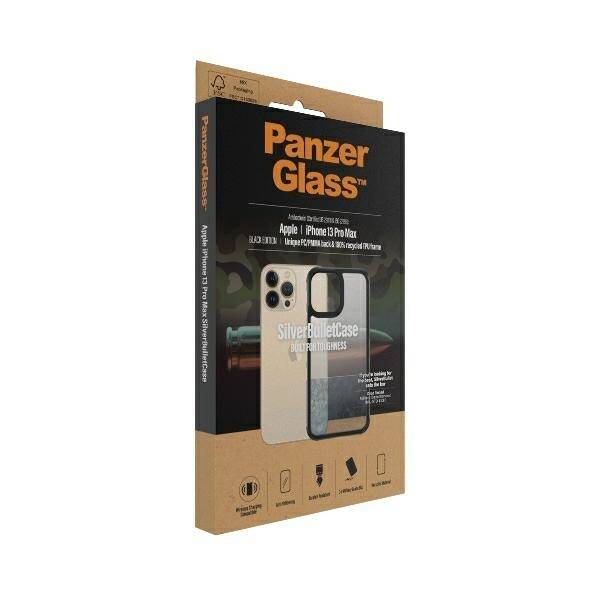 PanzerGlass ClearCase iPhone 13 Pro Max 6.7" black Antibacterial Military grade SilverBullet 0320