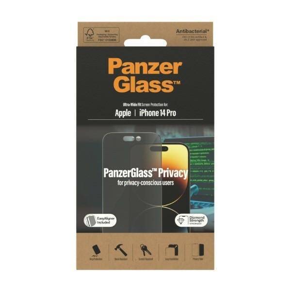 PanzerGlass Ultra-Wide Fit iPhone 14 Pro 6,1" Privacy Screen Protection Antibacterial Easy Aligner Included P2784