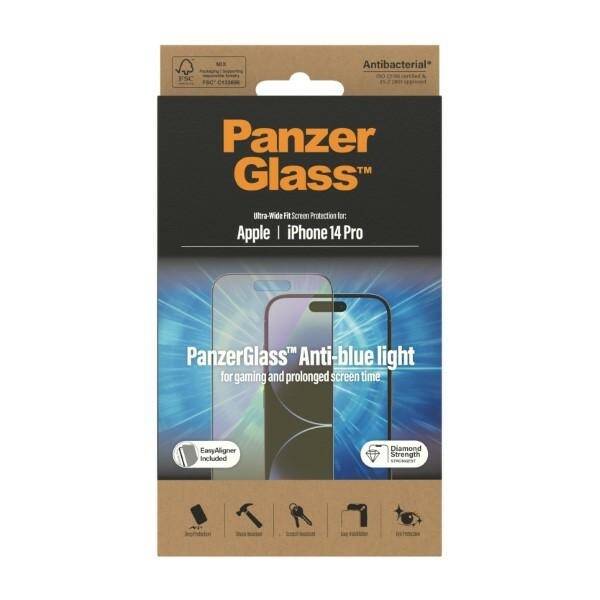 PanzerGlass Ultra-Wide Fit iPhone 14 Pro 6,1" Screen Protection Antibacterial Easy Aligner Included Anti-blue light 2792